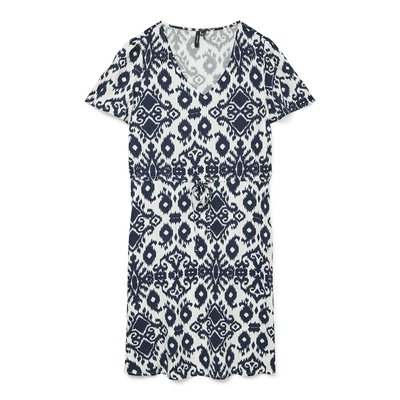 Платье с принтом, короткими рукавами и V-образным вырезом VERO MODA