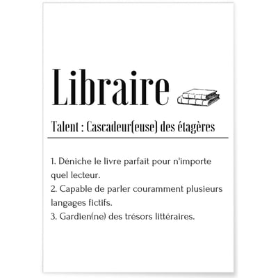 Affiche Définition Libraire L'AFFICHERIE