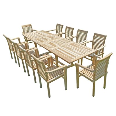 Salon de jardin en teck BATAN 10 fauteuils empilables C ET L JARDIN