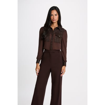 Chemise tweed col à revers MORGAN