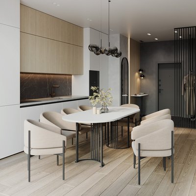 Стол овальный обеденный с металлическим подстольем на 8 персон SO'HOME
