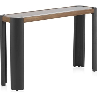 Console en métal bois et verre design contemporain  naturel RECOLLECTION