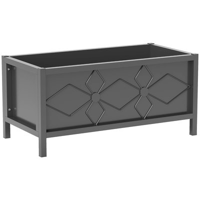Jardinière sur pied design fleurs acier thermolaqué noir OUTSUNNY