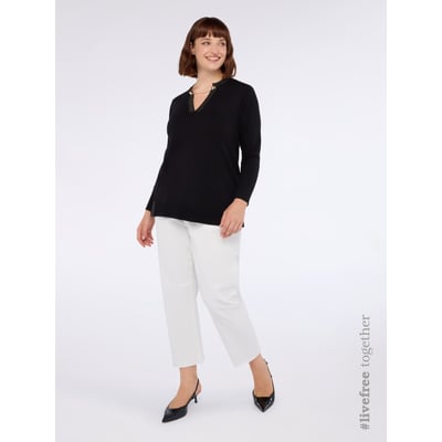 Haut Femme LANE BRYANT Blanc à Paillettes Dorées - Taille 18/20 - Polyester - Neuf Avec Étiquettes