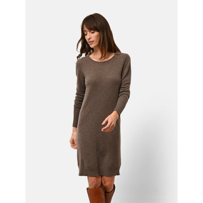 Robe Col Rond Taupe Chiné Susan JUST CASHMERE