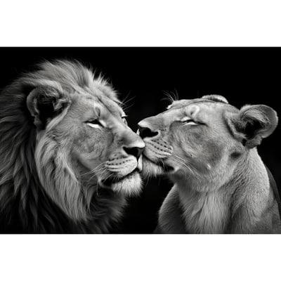 Tableau Sur Toile Lion Et Lionne Amoureux ANIMAUX CEANOTHE