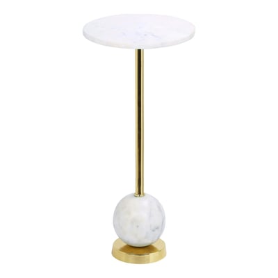 Bout de canapé design - plateau en marbre et base globe Ø25 cm TALLINN PIER IMPORT