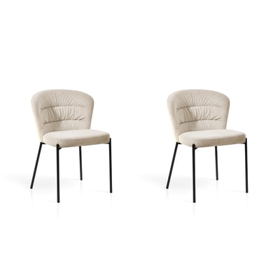 Lot de 2 chaises tissu chenille et métal, ARLO HISPANOHOGAR