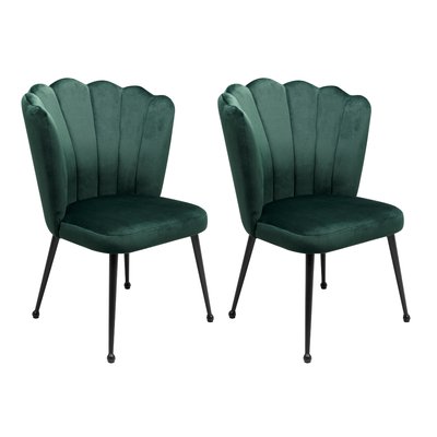 Lot de 2 chaises en tissu velours vert foncé avec pieds en métal L55cm - QUINN CALICOSY