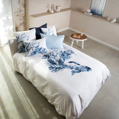 Housse de couette réversible coton DEMILUNE CARRE BLANC
