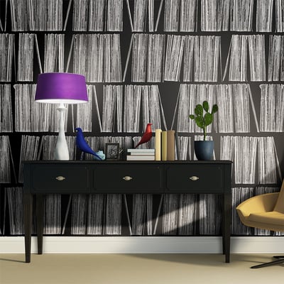 Papier peint intissé panoramique 3D et Perspective Home library EDEN