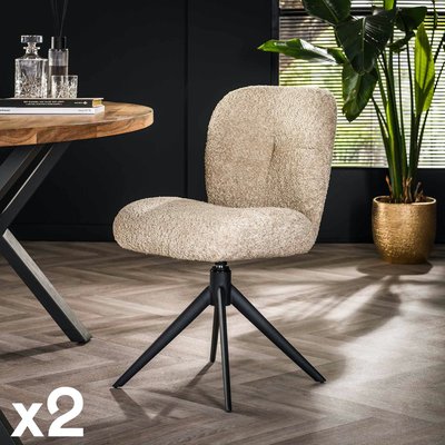 Chaise pivotante rembourrée en bouclette sable (lot de 2) GALWAY PIER IMPORT