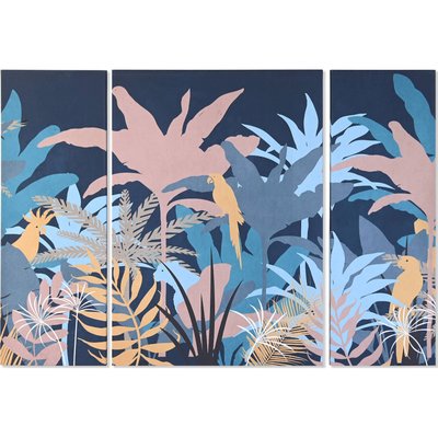 Tableau forêt en toile, triptyque tropical RECOLLECTION