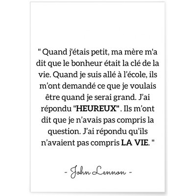Affiche J.Lennon : 'Ils n'avaient pas compris la vie' L'AFFICHERIE