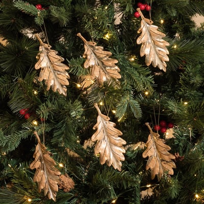 Set of 6 Gold Leaves Baubles SO'HOME