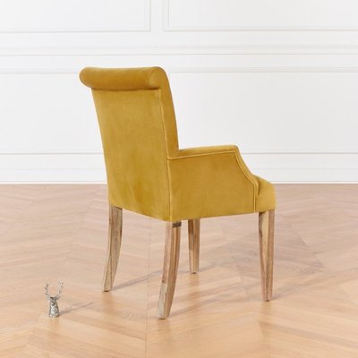 Fauteuil de table en bois et velours ALIX ROBIN DES BOIS
