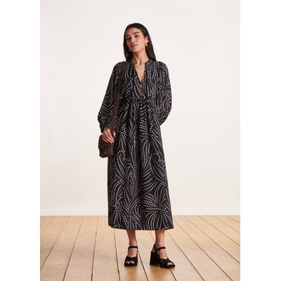 Robe longue fluide à imprimé et manches longues LA FEE MARABOUTEE