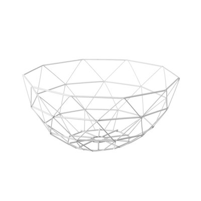 Corbeille à fruits en métal blanc géométrique - 35x35x15.5cm WADIGA