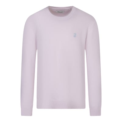 Pull en coton rose à coupe droite pourvu d'un col rond épais TEDDY SMITH