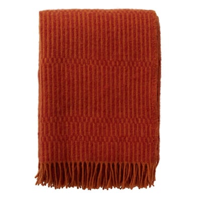 Plaid laine agneau rayures franges  BOHO KLIPPAN