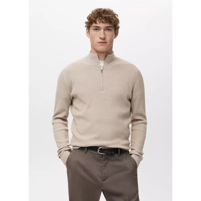 Pull-over maille côtelée col zippé MANGO MAN
