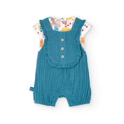 Ensemble t-shirt à manches courtes et salopette avec volants BOBOLI