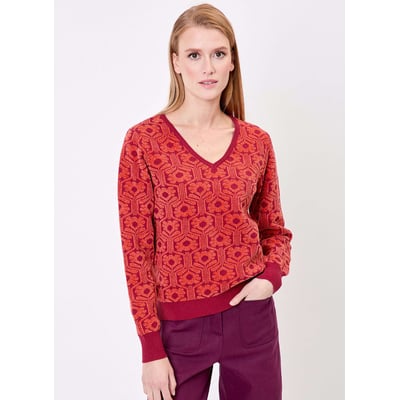 Pull col V maille jacquard ELIODO PRINCESSE NOMADE