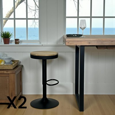 Tabouret de bar réglable métal noir (lot de 2) LEEDS PIER IMPORT