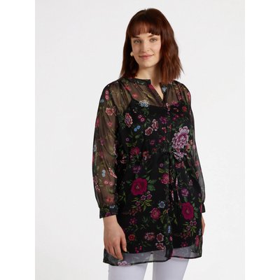 Chemise longue à fleurs avec un cordon de serrage à la taille et des boutons devant, parfaite aussi pour les occasions spéciales FIORELLA RUBINO