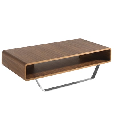 Table basse rectangulaire en noyer et acier chromé ANGEL CERDA
