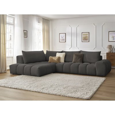 Canapé d'angle fixe 4 places en tissu texturé, EVEREST BOBOCHIC