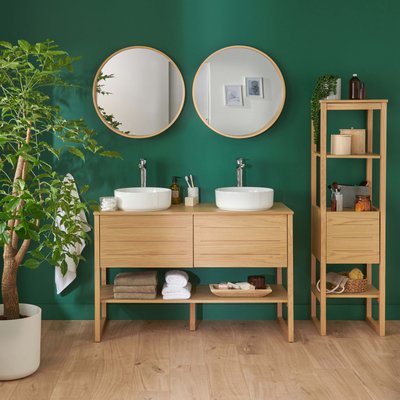 Meuble double +vasque +miroir +colonne ATOLL MOB IN