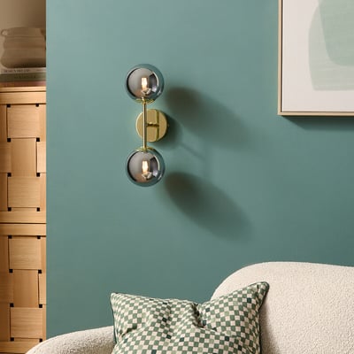 MADE.COM Globe 2-Light Wall Light in Brass MADE