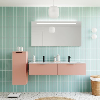 Ensemble double vasque 2 tiroirs + miroir - SOHO HOMIFAB