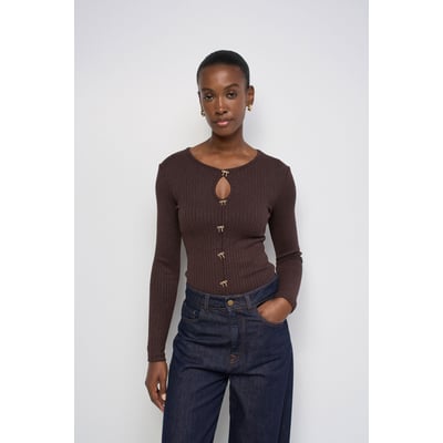 PULL EN MAILLE CÔTELÉE AVEC NOEUDS SALSA JEANS