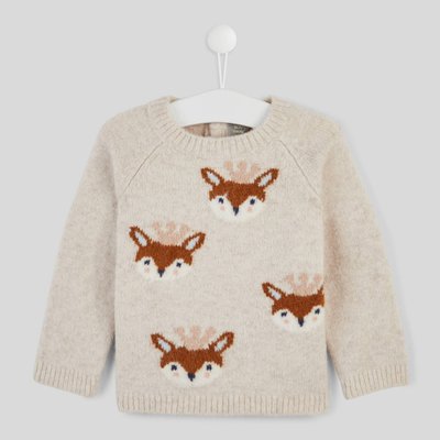 Pull manches longues col rond intarsia imprimé, certifié OEKO-TEX BOUT'CHOU