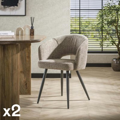 Fauteuil de table en velours tissé sable avec dossier ouvert (lot de 2) GALWAY PIER IMPORT
