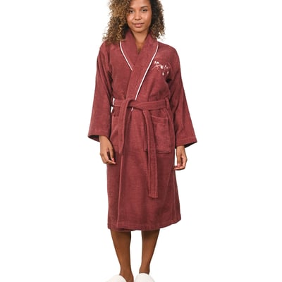 Peignoir brodé col châle 420 g/m² ELISE SENSEI MAISON