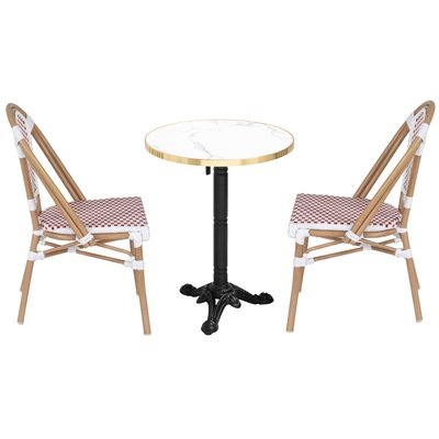Table de terrasse ⌀60 cm inclinable stratifiée et 2 chaises style bistrot parisien, MONTMARTRE OVIALA
