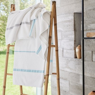 Serviette légère en coton, ESPRIT JACQUARD BLANC CERISE