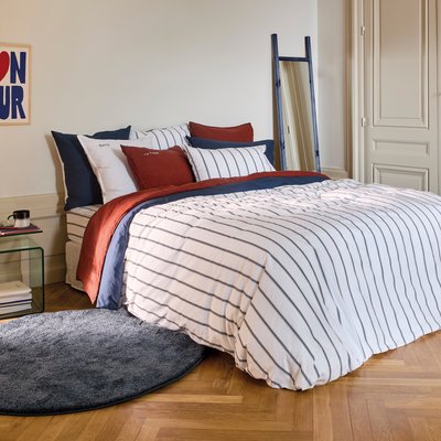 Housse de couette coton Neo marine rayure NEO CARRE BLANC