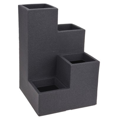 Cache-pot escalier en polyéthylène noir 40x40x60cm WADIGA