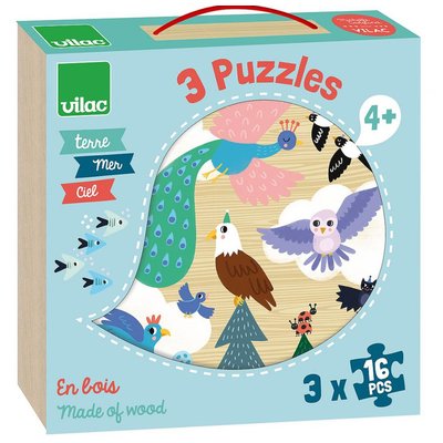 3 puzzles Terre Mer Ciel VILAC