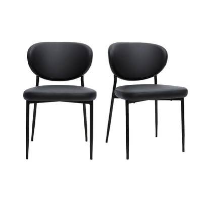 Chaises en tissu velours côtelé vert kaki et métal noir (lot de 2) BREKA MILIBOO