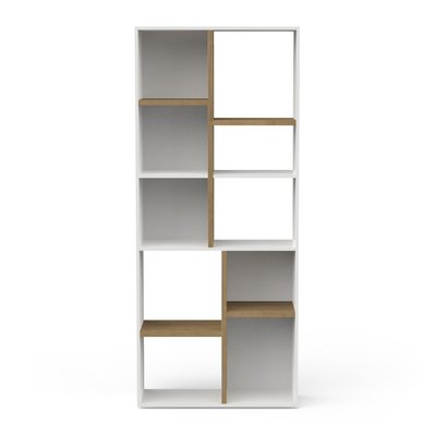 Bibliothèque 10 niches décor chêne et blanc mat L182,2 cm - ACCESS CALICOSY