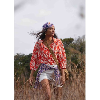 Chemisier fleuri en voile de coton biologique LA FEE MARABOUTEE