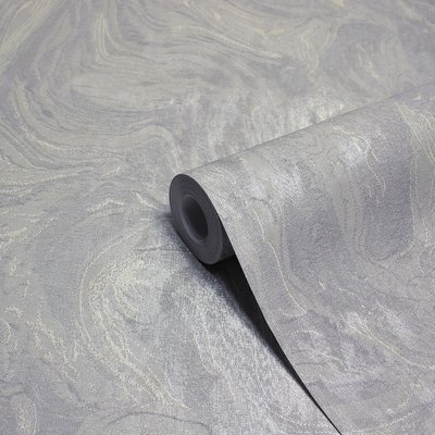 10m Luxe Marble Metallic Vinyl Wallpaper FURN.