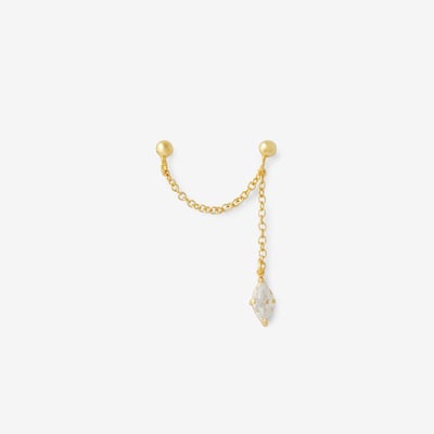 Bijoux d'oreilles 2 puces chaine avec zircon - argent garanti 925 BALABOOSTE