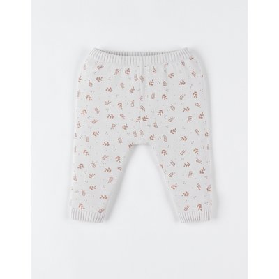 Legging imprimé végétal en tricot bio fin, beige/caramel NOUKIE'S