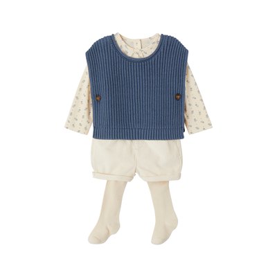 Ensemble 4 pièces : T-shirt + short + pull + collant ART SCHOOL VERTBAUDET